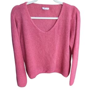 Andromede Paris Sweater Size M pink open knit V neck jumper Baby Alpaca Blend